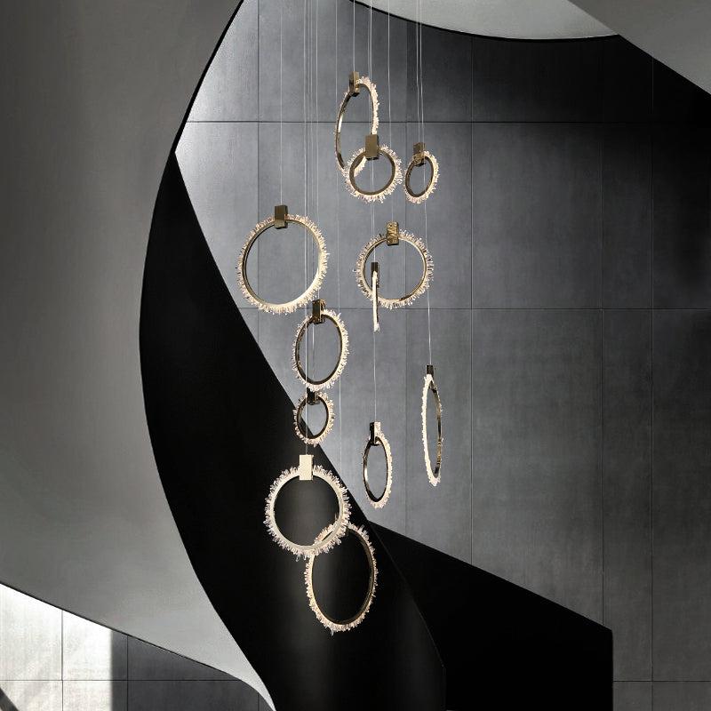 Champagne Gold Crystal Staircase Pendant - detail 2