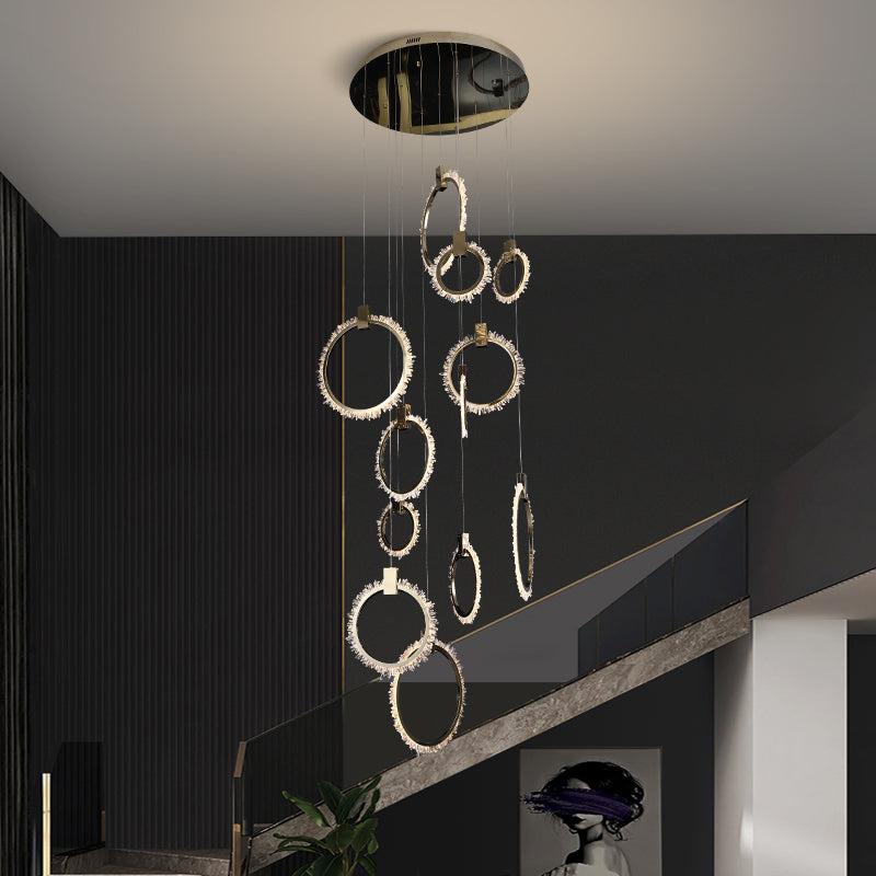 Champagne Gold Crystal Staircase Pendant