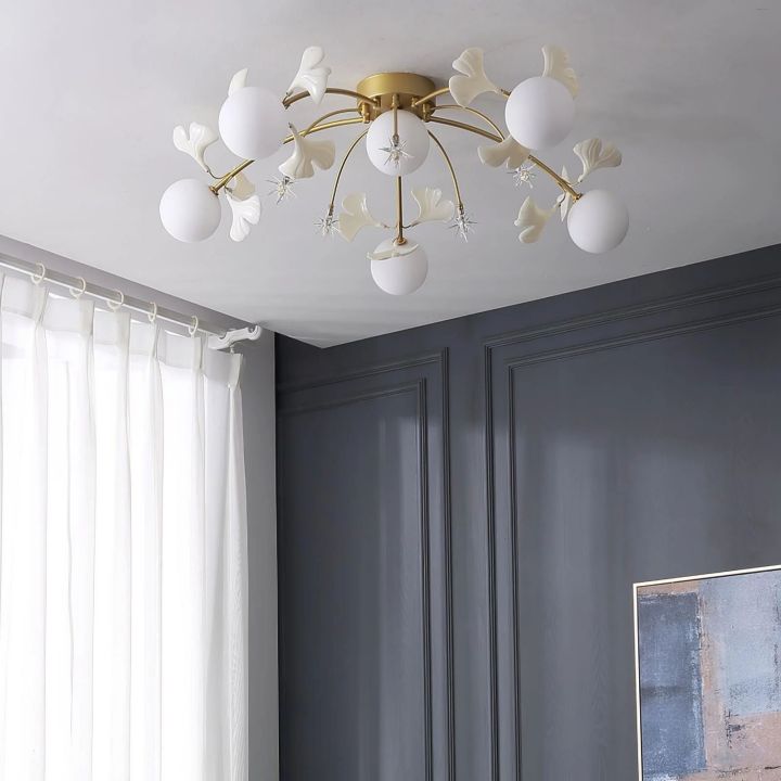 Ceramic Ginkgo Glass Ceiling Lamp - detail 2