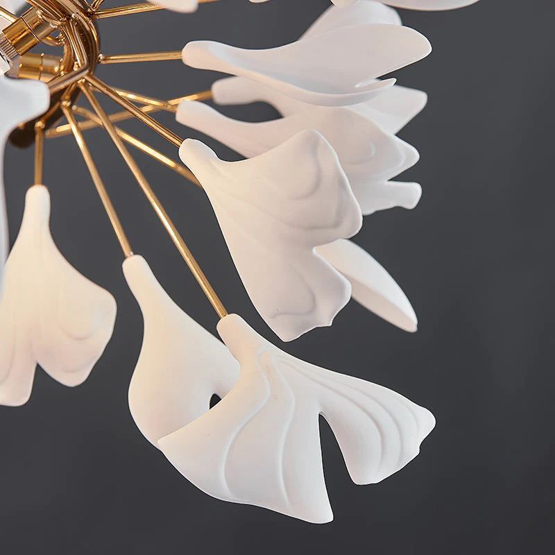 Ceramic Ginkgo Rings Linear Branch Chandelier - product detail 2
