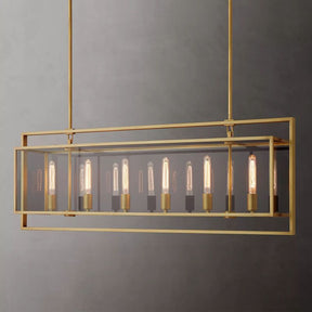 Beckman Glass Lantern Rectangular Chandelier 54" - detail 4