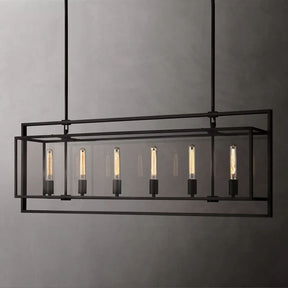 Beckman Glass Lantern Rectangular Chandelier 54" - detail 2