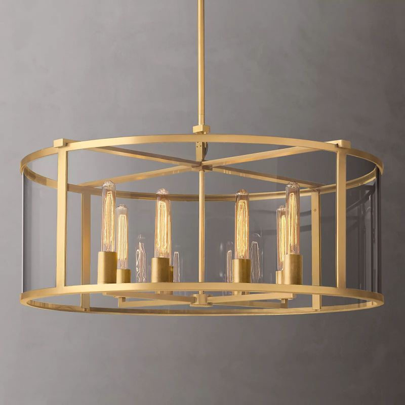 Beckman Glass Lantern Modern Round Chandelier 33" - detail 2