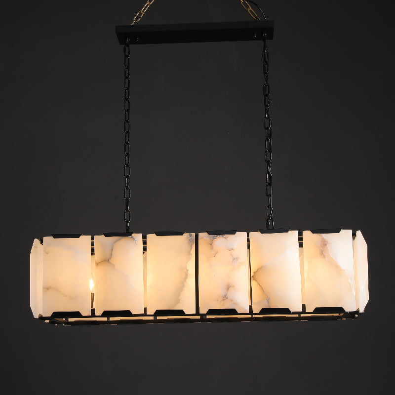 Huxley Calcite Alabaster Rectangular Chandelier 42"