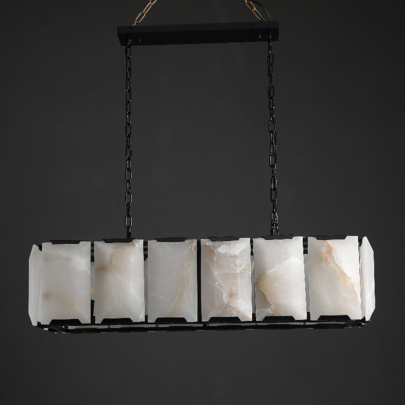 Huxley Calcite Alabaster Rectangular Chandelier 42"
