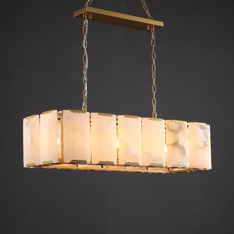 Huxley Calcite Alabaster Rectangular Chandelier 42"