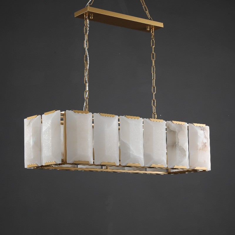 Huxley Calcite Alabaster Rectangular Chandelier 42"