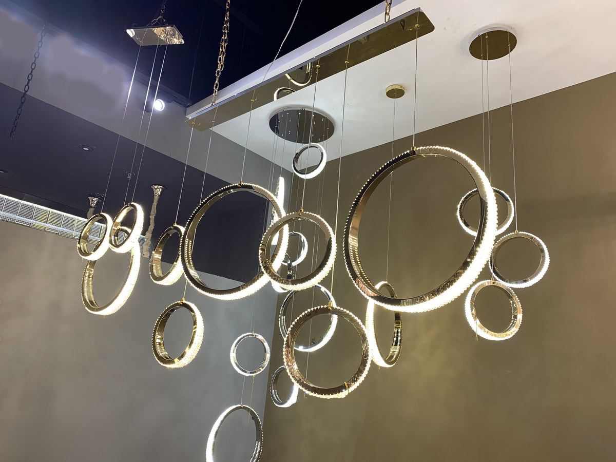 Anna Crystal Rings Foyer Pendant Chandelier - detail 2