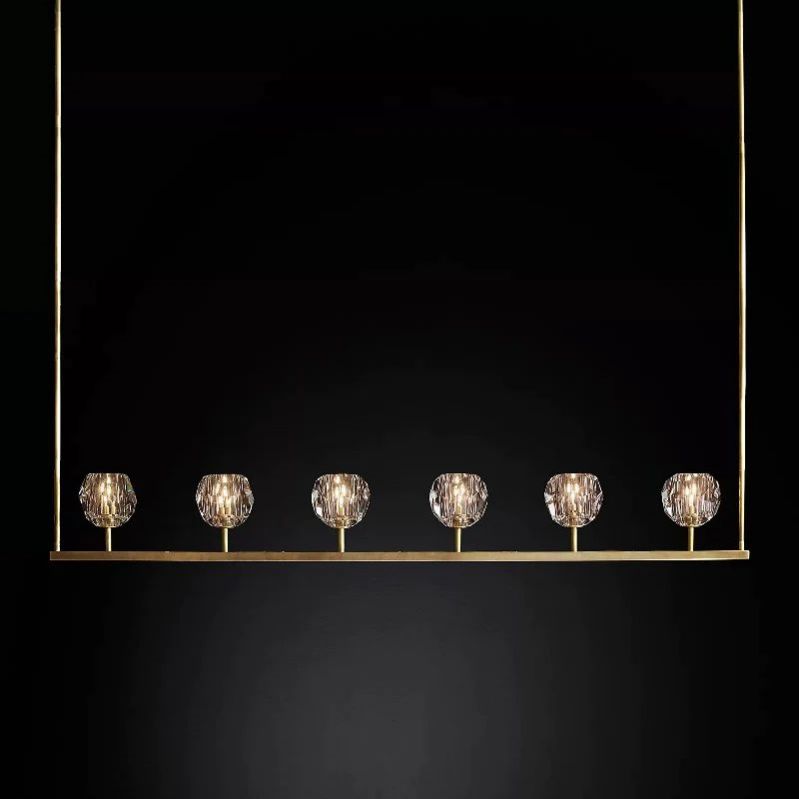 Cristal Glass Linear Chandelier 60" - detail 6