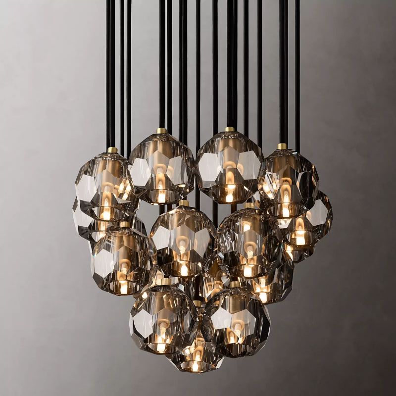 Cristal Glass Round Cluster Chandelier 19" - detail 2