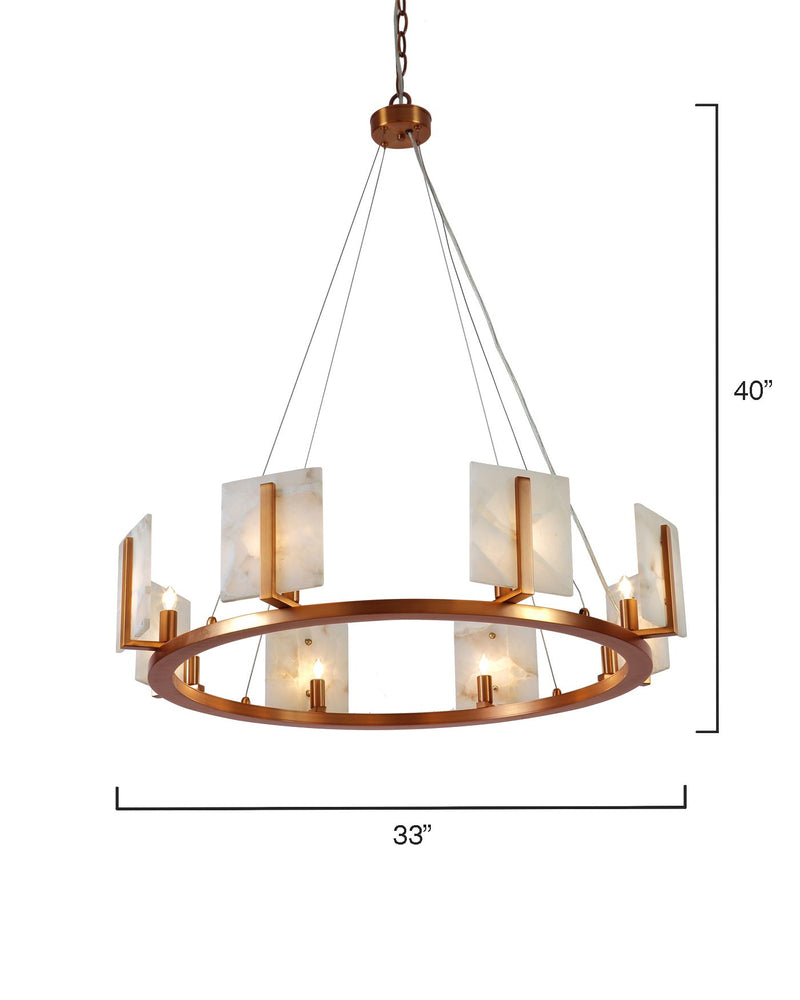 Large Contemporary Alabaster & Brass Halo Chandelier - detail 2