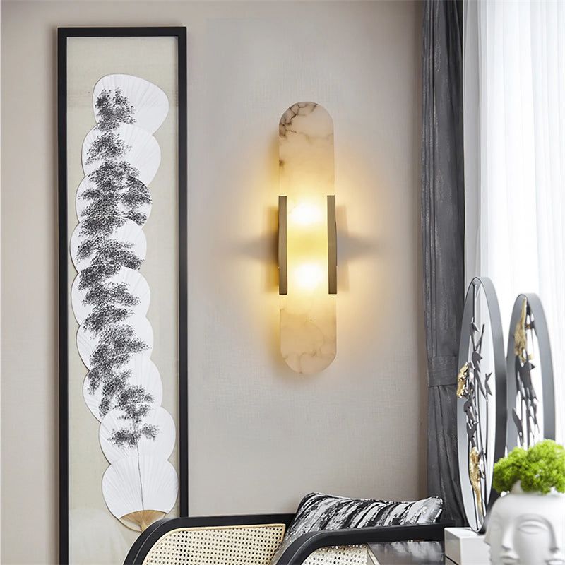 Lowell Melange Elongated Alabaster Wall Sconce 28'' - product detail 2