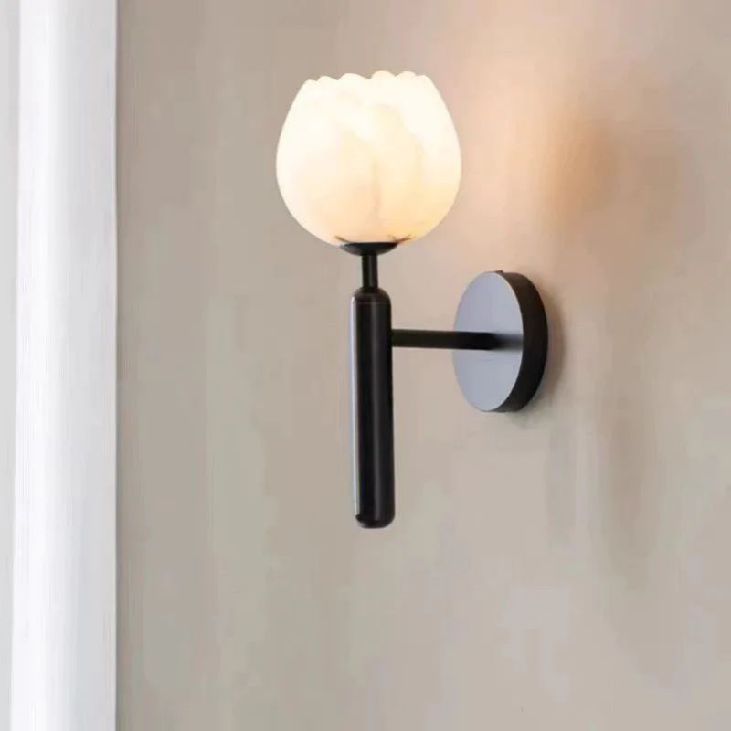 Luminous Tulip Alabaster Wall Sconce For Bedroom - detail 2