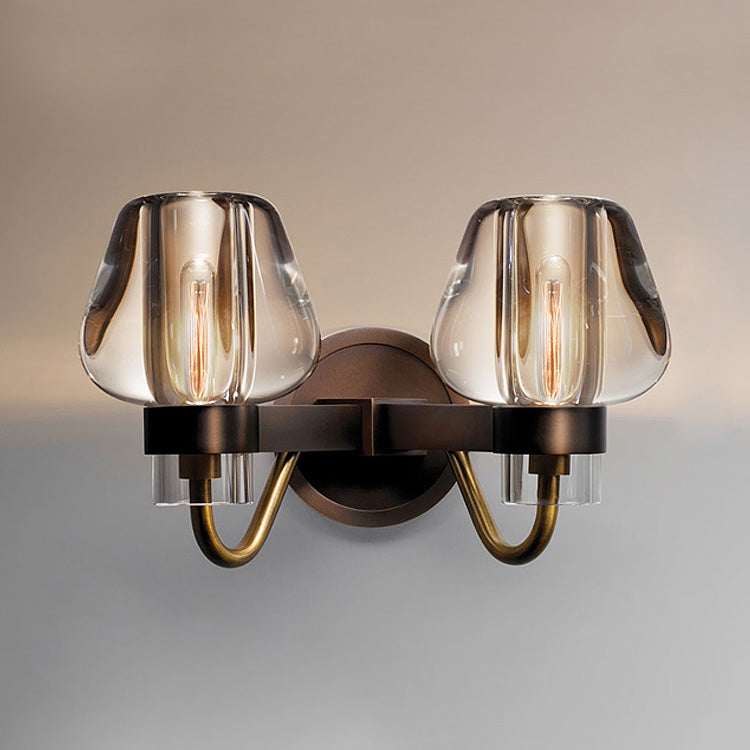 Vintage Brass Crystal Wall Sconce - detail 2