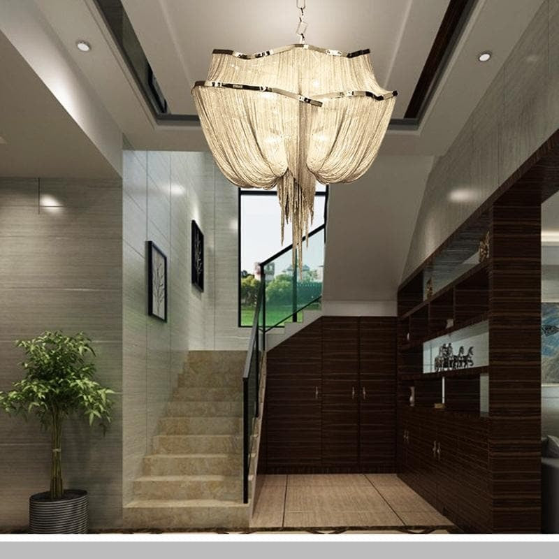 Alisa Luxury Double-Layer Aluminum Chain Tassel Chandelier - detail 2