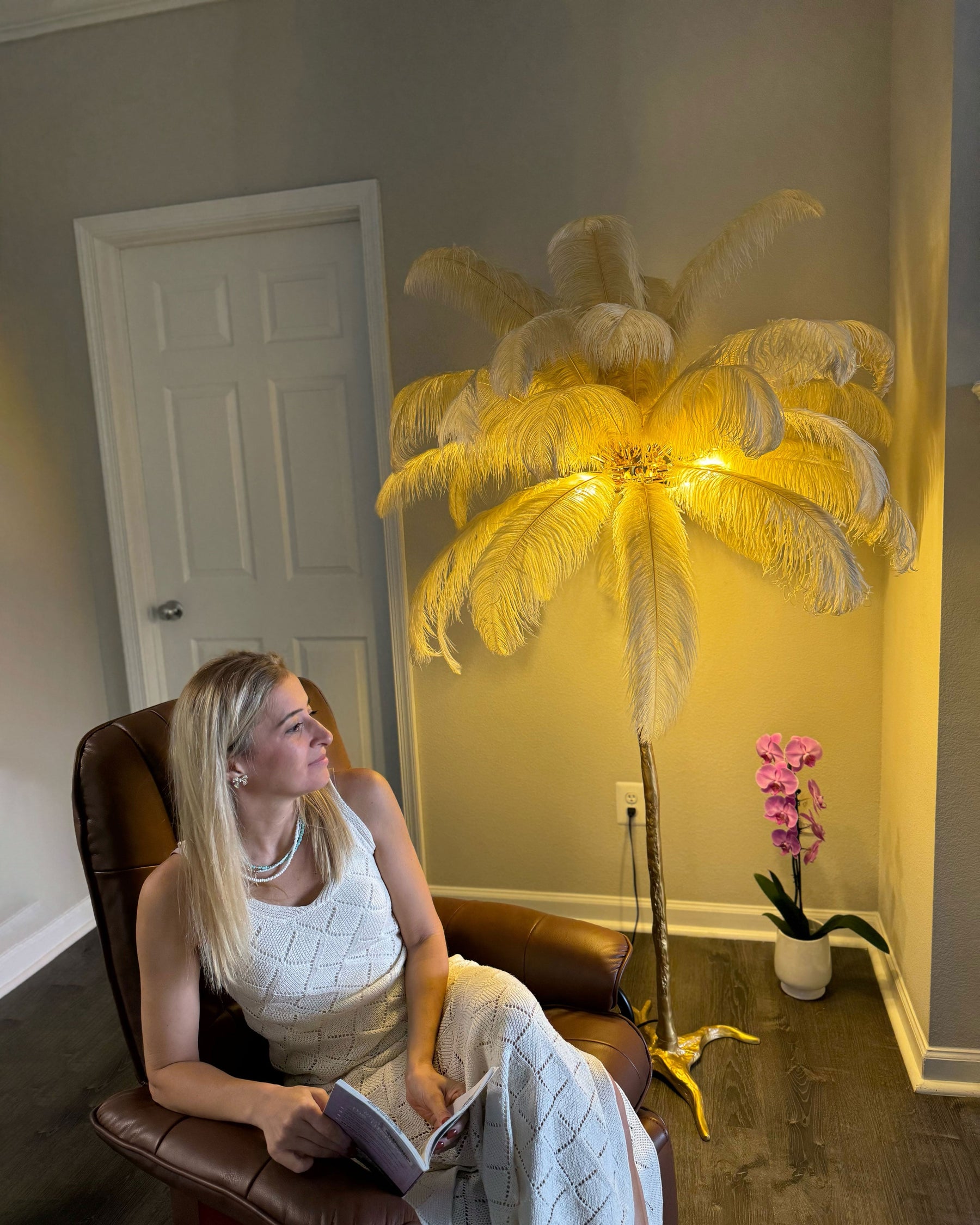 Homevator Feather Palm Tree Floor Lamp-HV7000