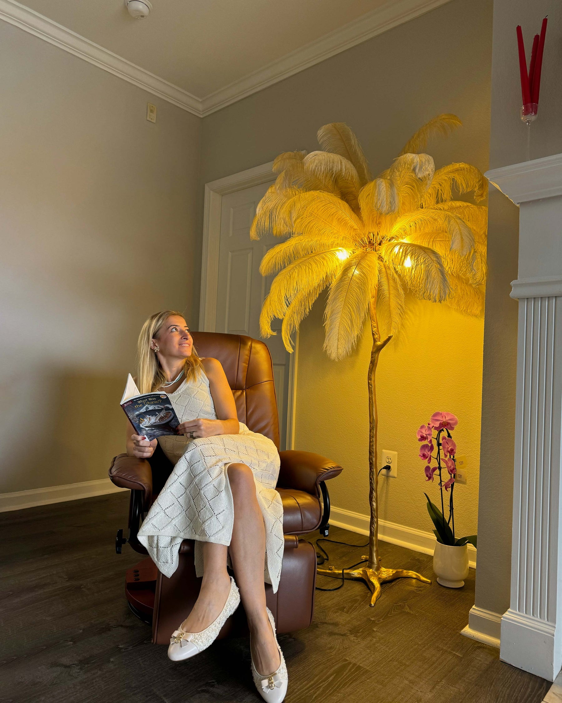 Homevator Feather Palm Tree Floor Lamp-HV7000