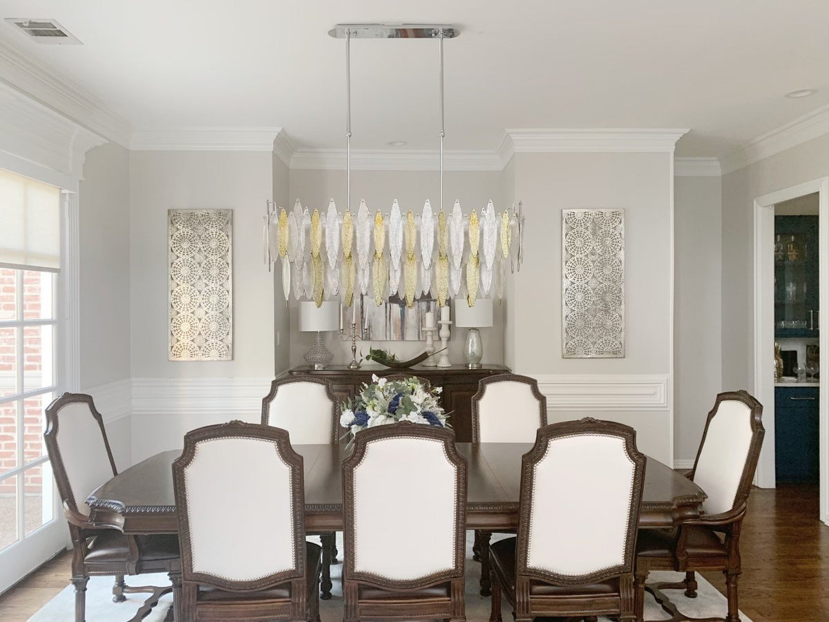 Alba 2-Tier Linear Oval Glass Chandelier - detail 2