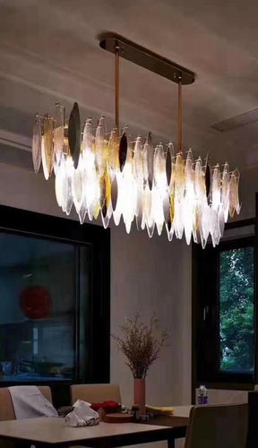 Alba 2-Tier Linear Oval Glass Chandelier - detail 3