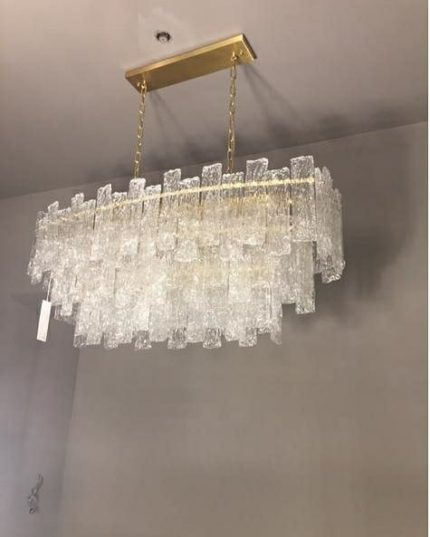 Giovanni Layered Rectangle Glass Chandelier - detail 2