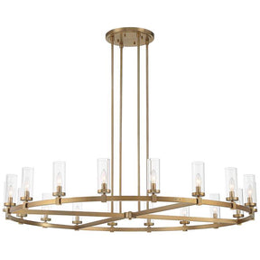 Close-up detail of modern brass ring chandelier craftsmanship by Homevator