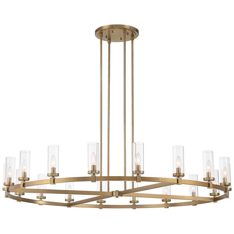 Close-up detail of modern brass ring chandelier craftsmanship by Homevator