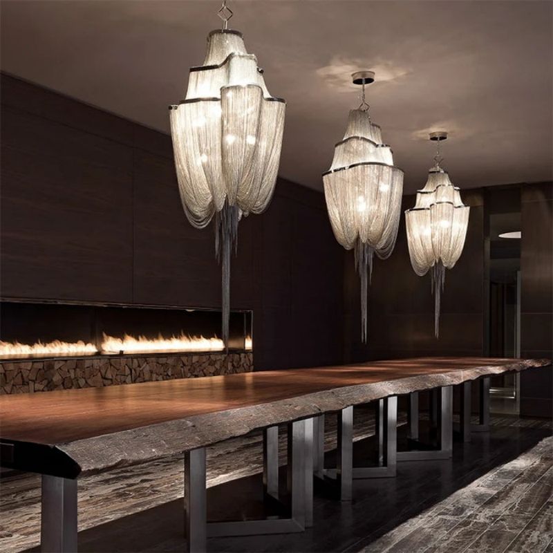 Modern Aluminum Chain Tassel Chandelier - detail 2