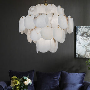 Modern Round Alabaster Pendant Light, Luxurious Round Chandelier