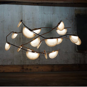Large Modern Farmhouse Alabaster Chandelier for Living Room and Dining Room Lighting | Homevator