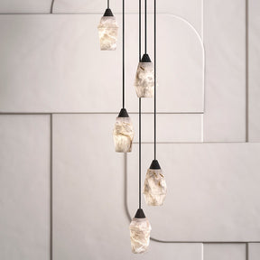 Alabaster Pendant Lighting Over Dining Table | Homevator