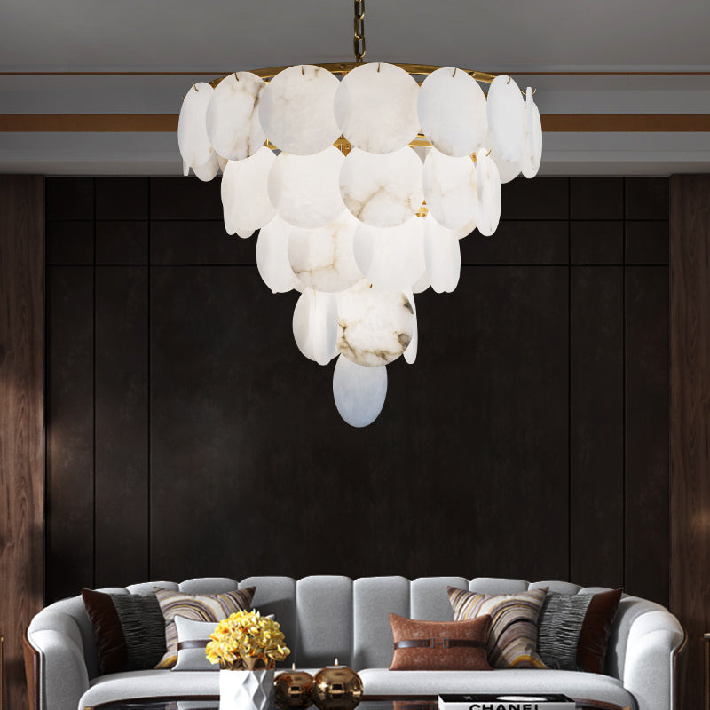 Round Chandelier with Exquisite Alabaster Disks