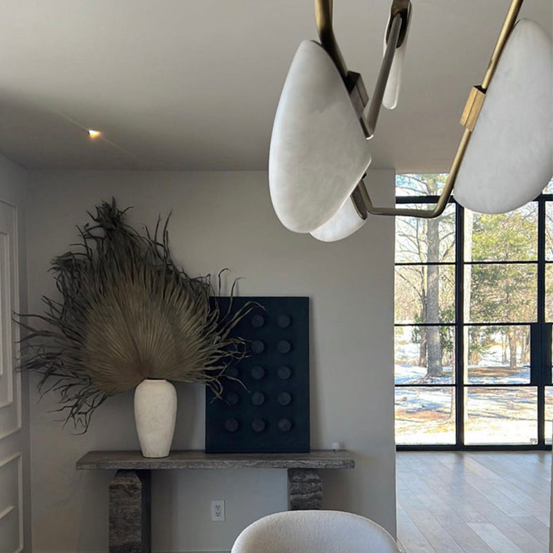 Large Modern Farmhouse Alabaster Chandelier for Living Room and Dining Room Lighting | Homevator