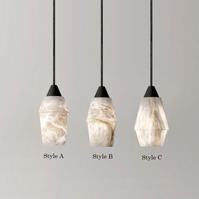 Alabaster Pendant Lighting Over Dining Table | Homevator