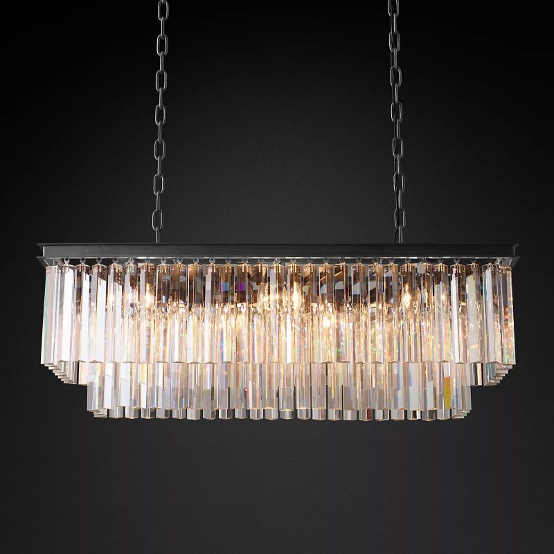 1920S Odeon Linear Crystal Pendant Light for Dining Room 40"| Homevator