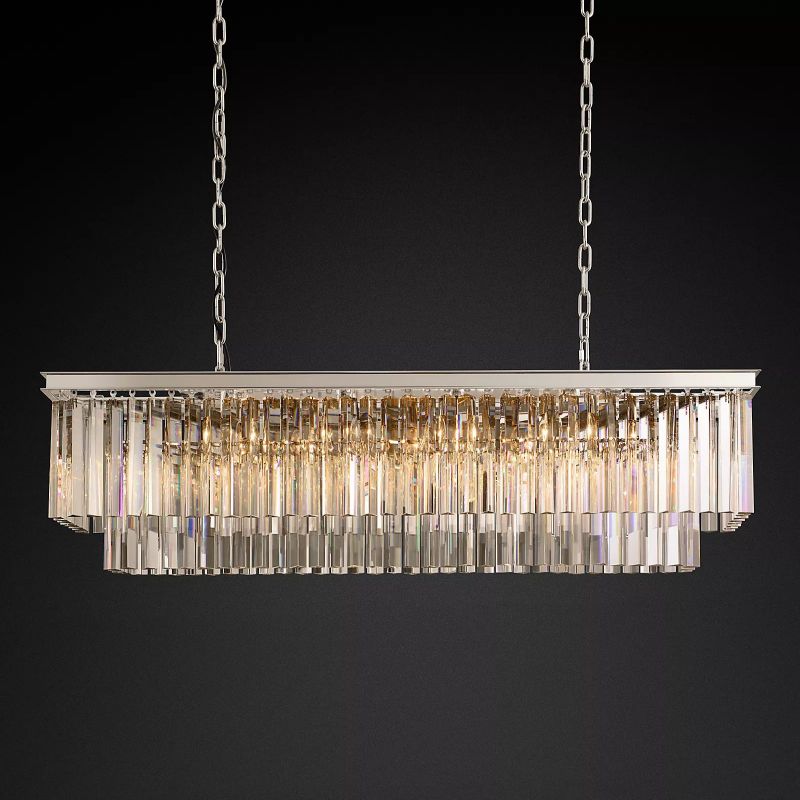 1920S Odeon Linear Crystal Pendant Light for Dining Room 49"| Homevator