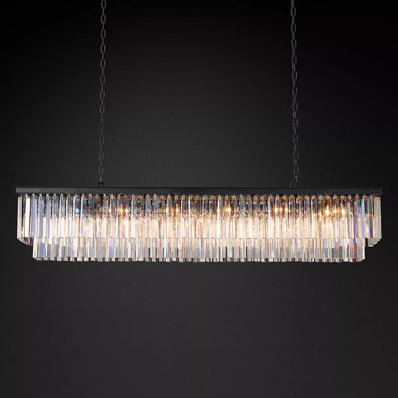 1920S Odeon Linear Crystal Pendant Light for Dining Room 72"| Homevator