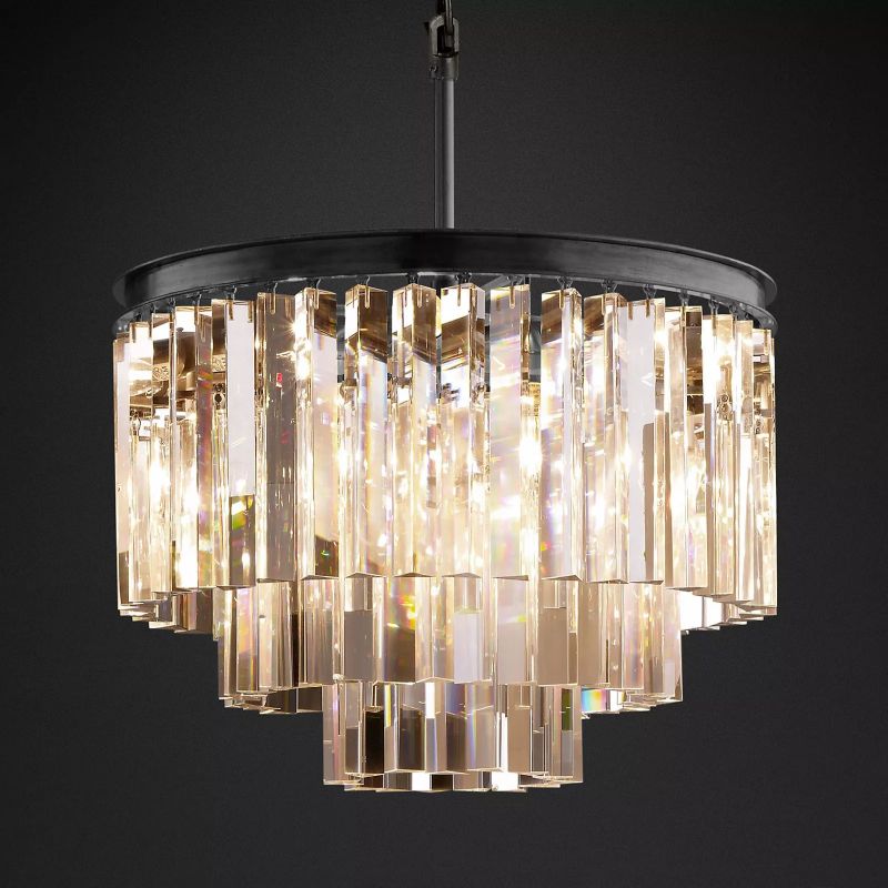 Round Crystal Pendant Light for Dining Room & Living Room 20" | Homevator