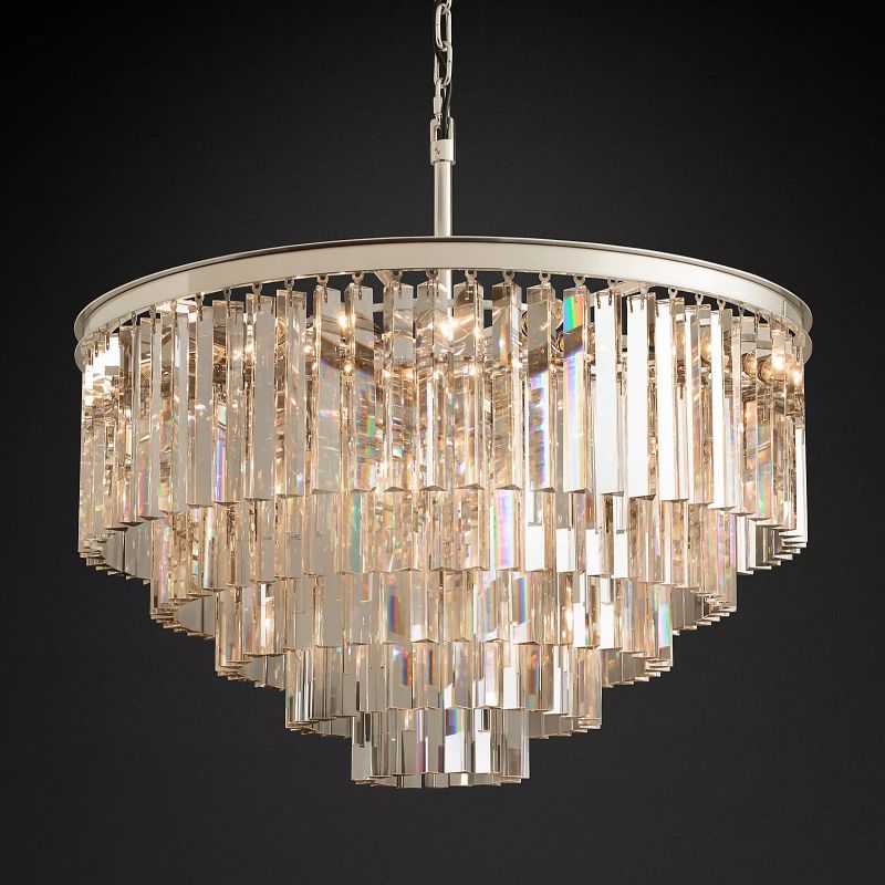 Round Crystal Pendant Light for Dining Room & Living Room  32"| Homevator