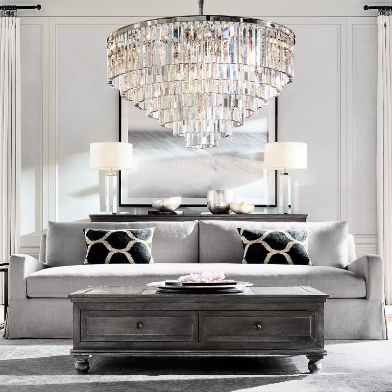 Round Crystal Pendant Light for Dining Room & Living Room 44"| Homevator