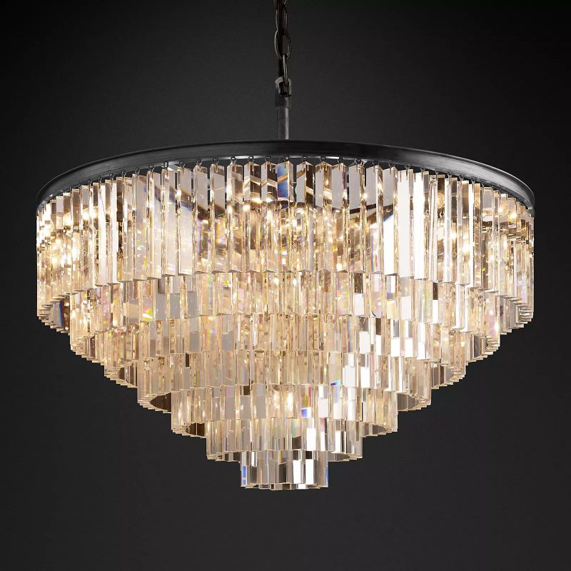 Round Crystal Pendant Light for Dining Room & Living Room 44"| Homevator