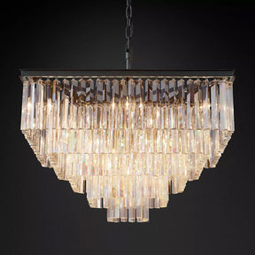 Square Crystal Chandelier, Modern Luxury Pendant Light 34"|Homevator