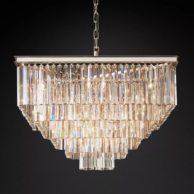 Square Crystal Chandelier, Modern Luxury Pendant Light 34"|Homevator