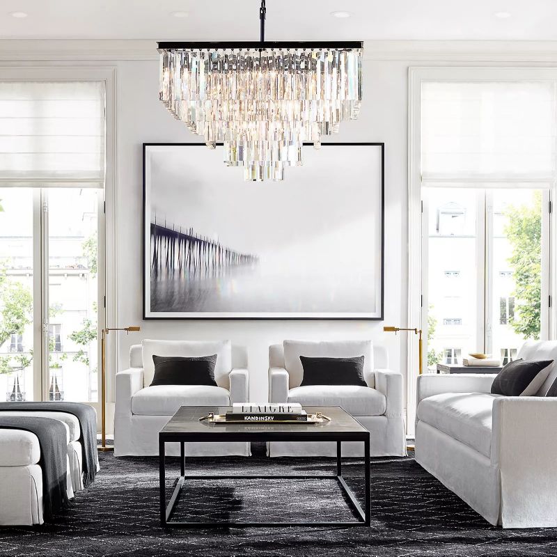 Square Crystal Chandelier, Modern Luxury Pendant Light 47"|Homevator