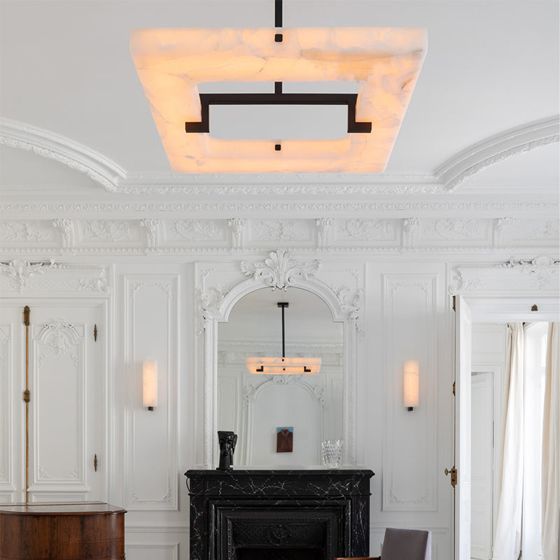 Amelia Square Alabaster Living Room Chandelier