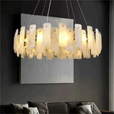 Alabaster Square Sheet Round Chandelier