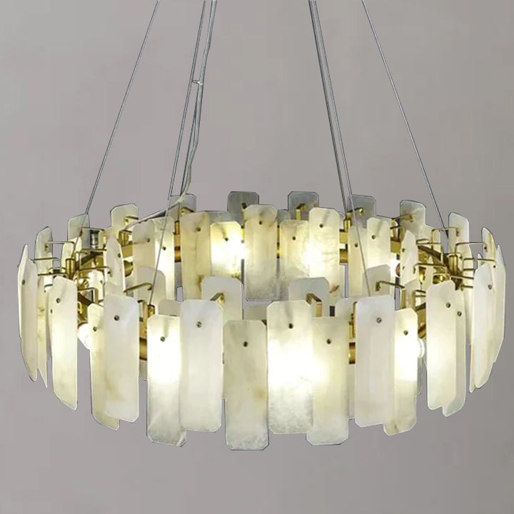 Alabaster Square Sheet Round Chandelier