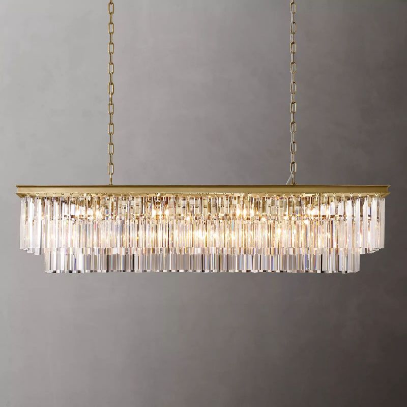 1920S Odeon Linear Crystal Pendant Light for Dining Room 59"| Homevator