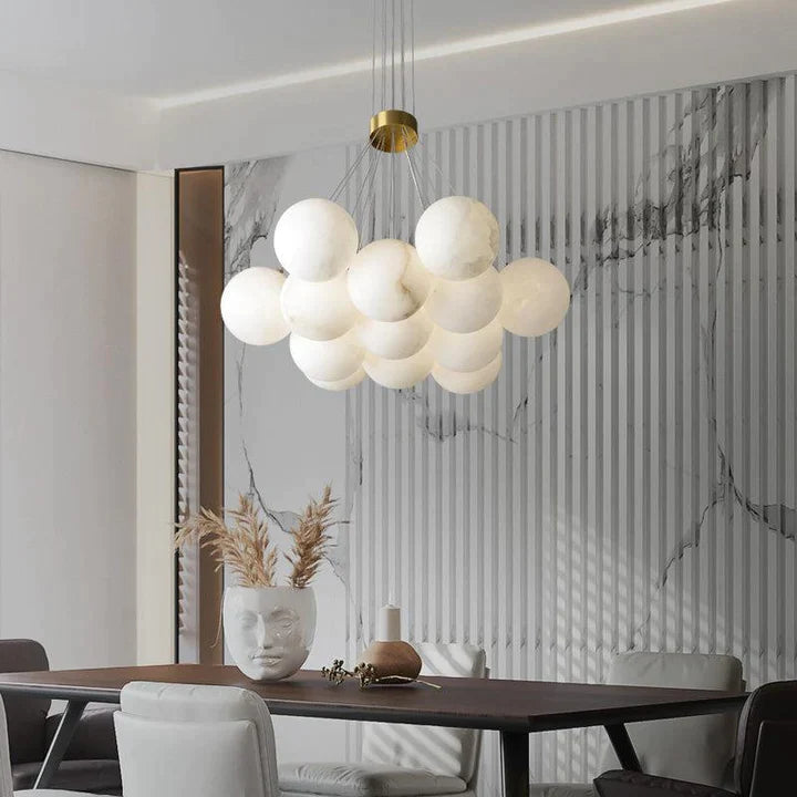 Alabaster Globe Pendant Light Fixtures, Hanging Ceiling Light for Living Room and Dining Room | Homevator