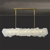 Modern Brass and Alabaster Linear Chandelier for Dining Room | Homevator