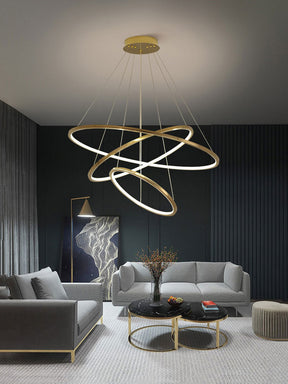 Amina Gold Multi Rings Chandelier for Lobby Villa